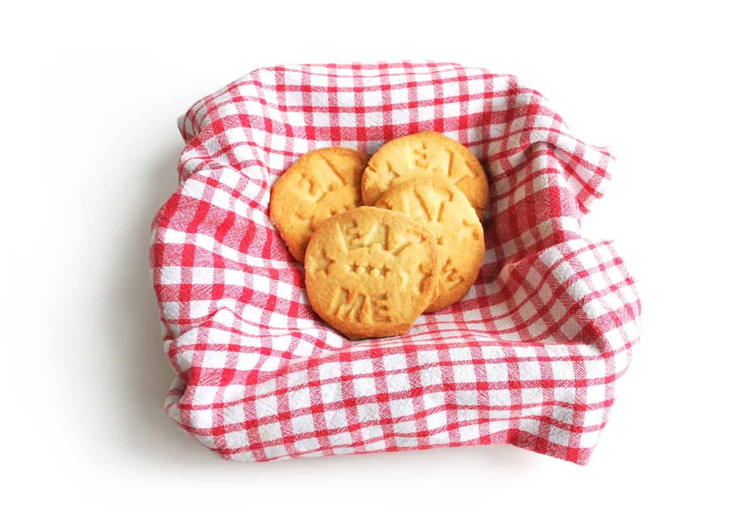 Eat Me Cookie Stamp Cookies in a Basket