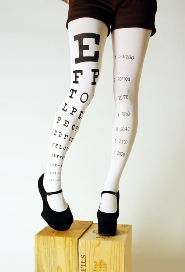 Eye Exam Chart Tights White Sexy Gift Eye Exam Chart Tights White Sexy Gift