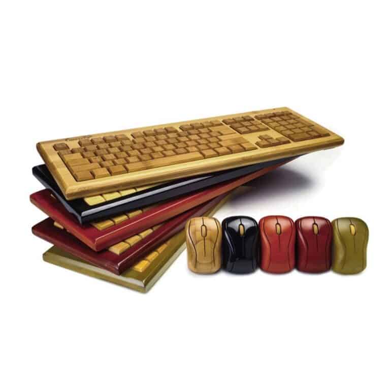Impecca Hand-Carved Bamboo Wireless Keyboard and Mouse Color Options
