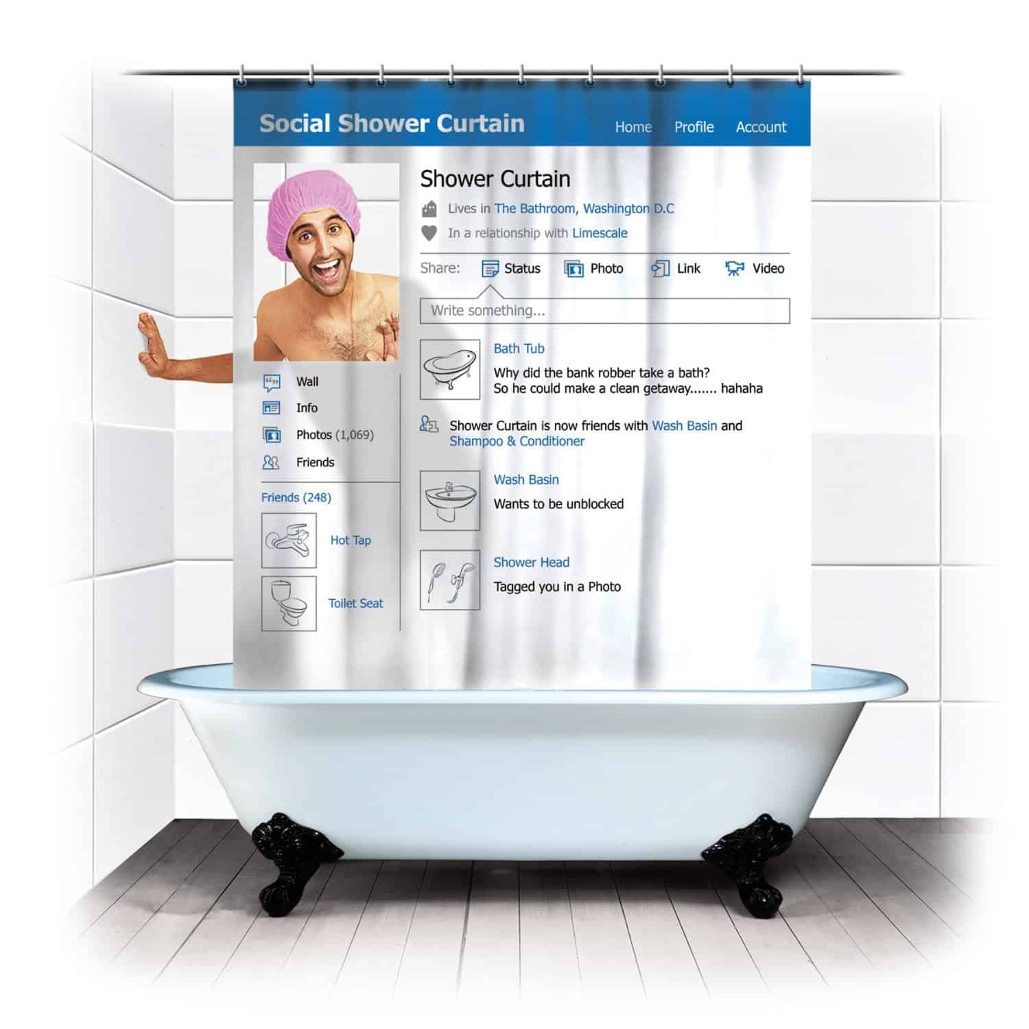 Social Shower Curtain Funny Gift