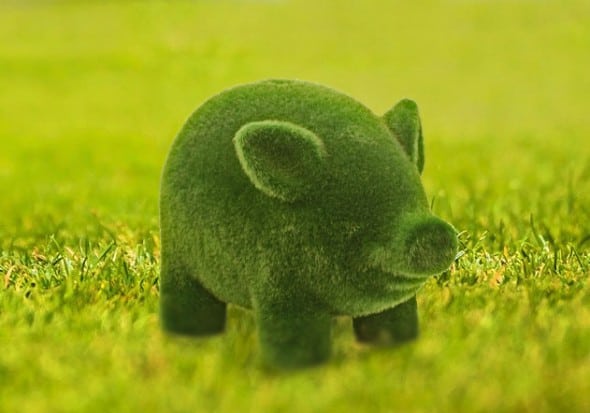 Streamline Grass Flocked Coin Bank Green Piggy Streamline Grass Flocked Coin Bank Green Piggy