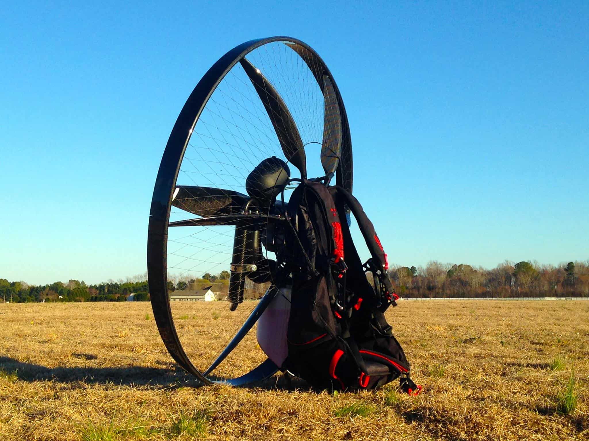 Carbon Fiber Paramotor In the Open Field