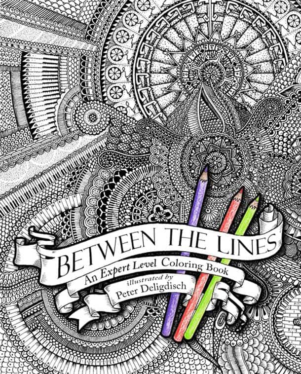 Between the Lines An Expert Level Coloring Book Manchild Gift Colored Penceils Complex Mosaic Tiles