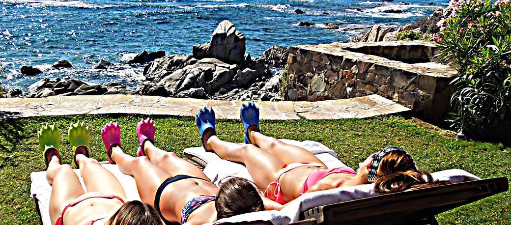 Clawz Novelty Shoes Hot Chicks Sun Bathing on a Resort