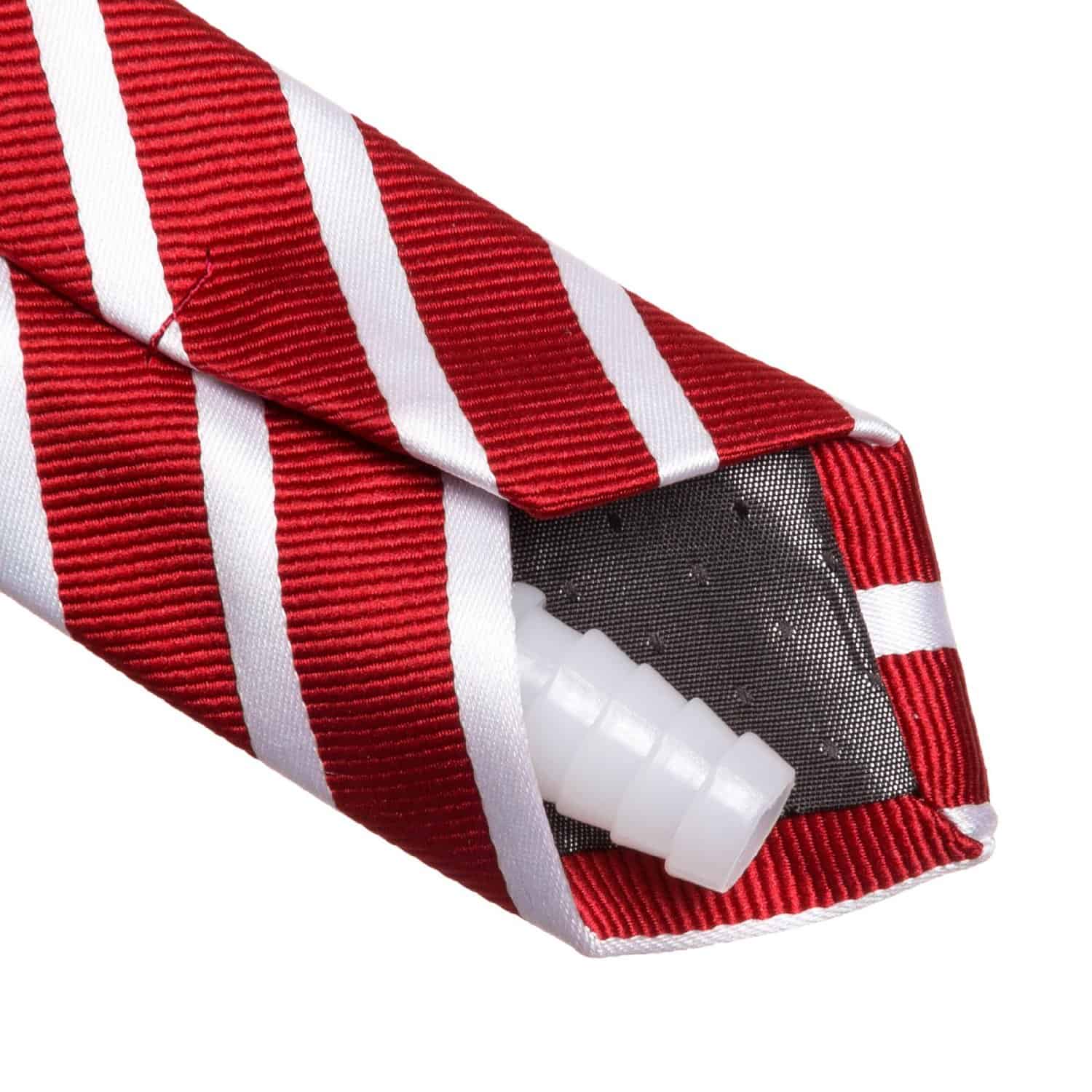 Flask Tie White and Red Stripes Sneaky Hidden Straw