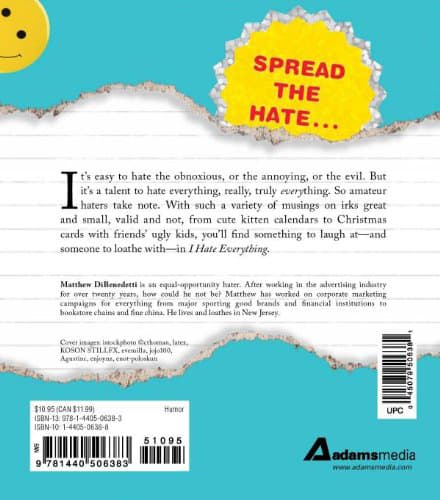 I Hate Everything Book Back Cover Spread the Hate
