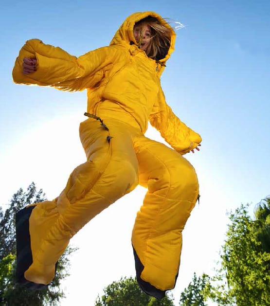 Selk Wearable Sleeping Bag Fun Outdoors Yellow Jacket Girl Jump