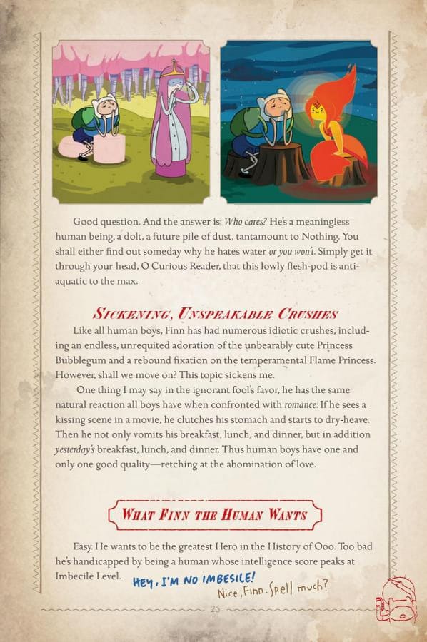 The Adventure Time Encyclopaedia (Encyclopedia) Finn the Humans crush Princess Bubblegum and Flame Princess