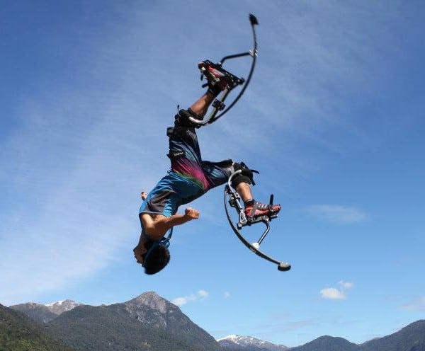 Air Trekker Jumping Stilts Extic Extreme Sports Girl Backflip jump