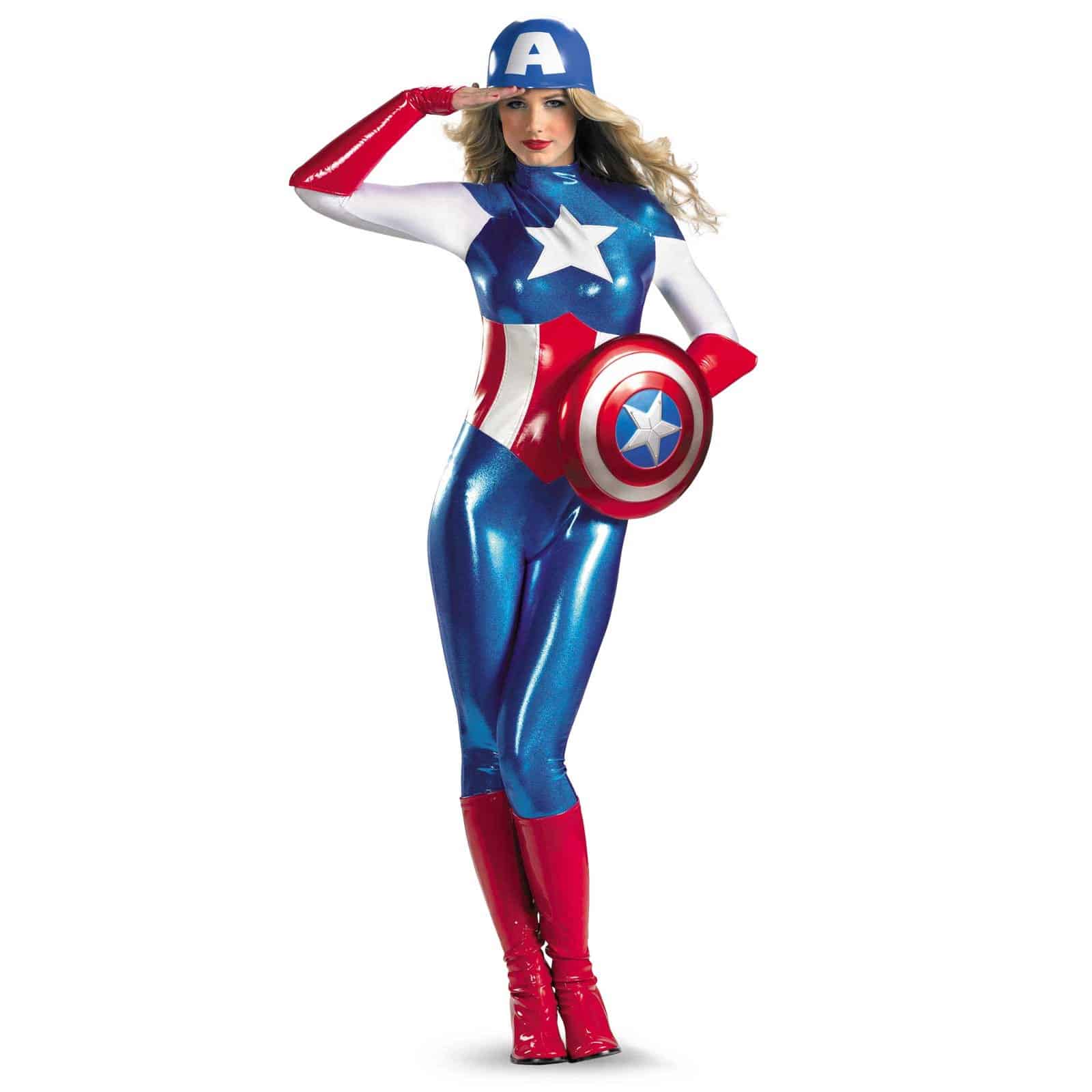 Captain America American Dream Bodysuit Women Sexy Super Hero Cosplay Costume Star and Stripes