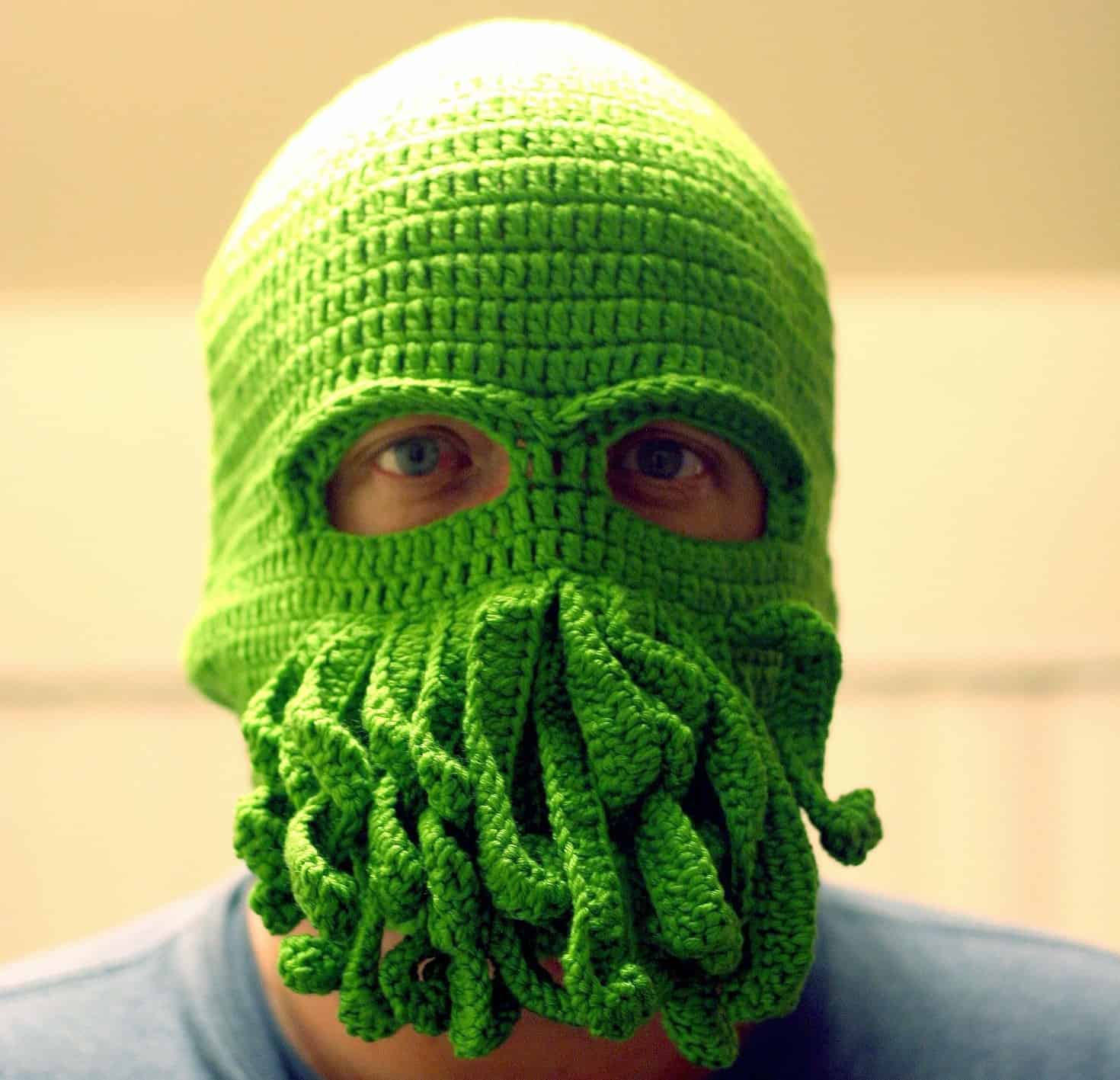Handmade Cthulhu Ski Mask Weird Green Tentacle Novelty Item