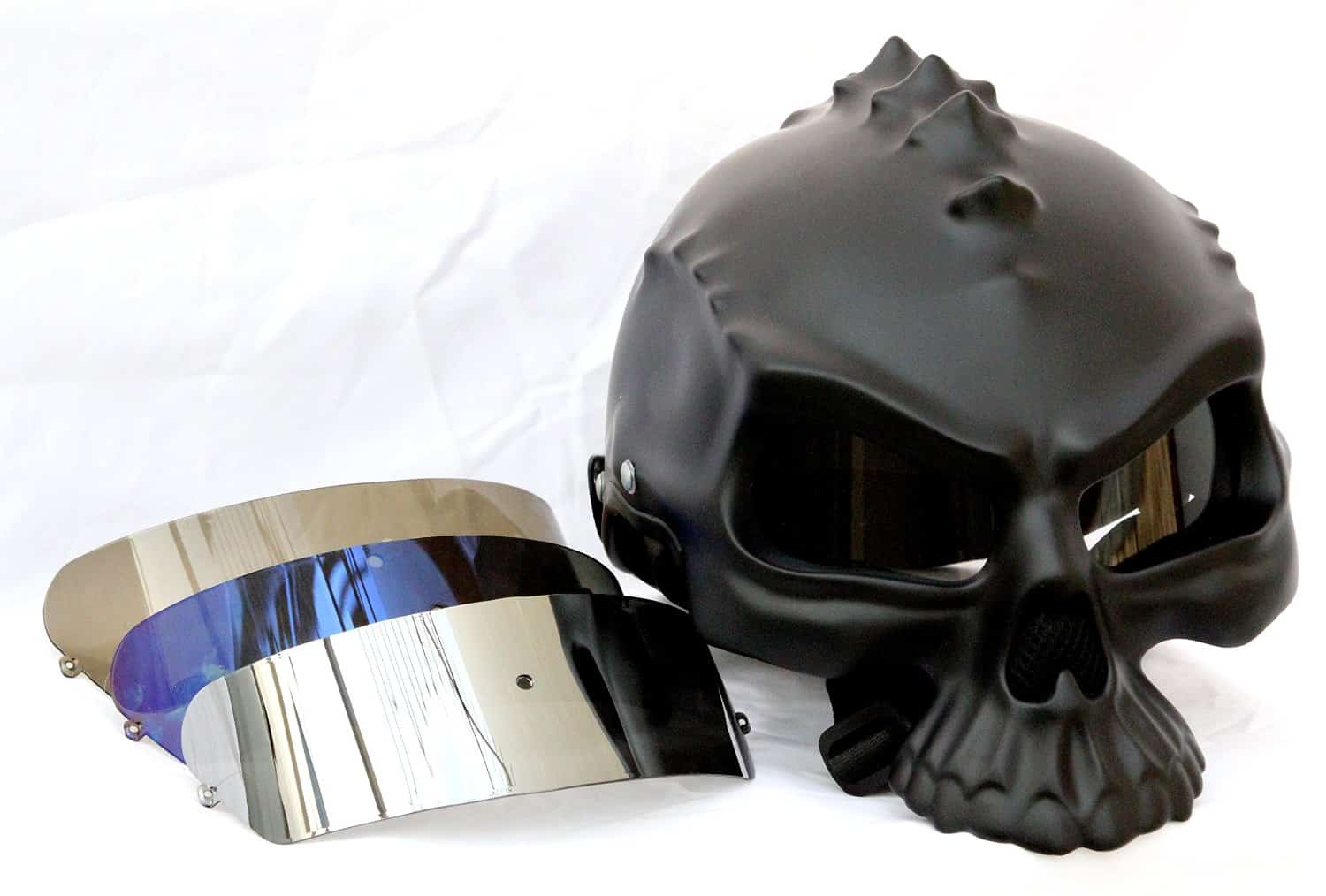 Masei Matt Black 3D Skull Helmet Changeable Visors