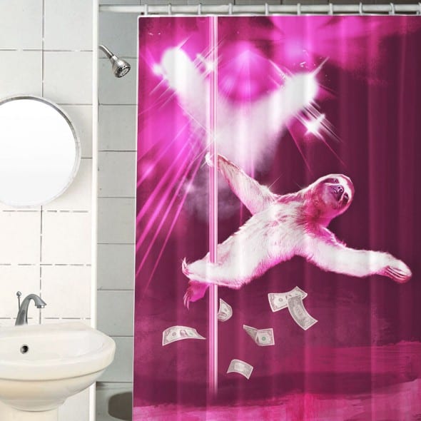 Stripper Sloth Shower Curtain Funny Gift Pink Shower Theme Interior Design Stripper Sloth Shower Curtain Funny Gift Pink Shower Theme Interior Design