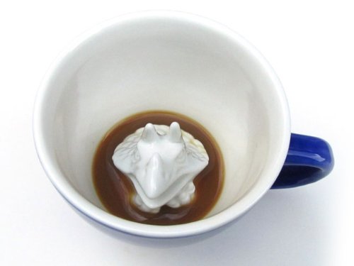 Creature Cups Ceramic Mug Angry Triceratops on Coffee