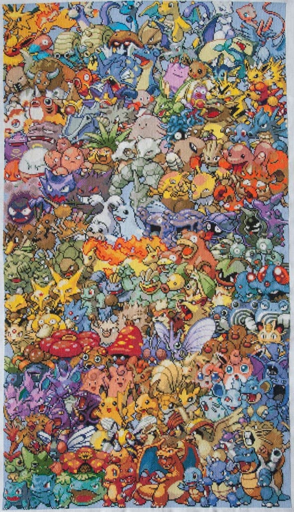 Cross-stitched Pokemon First Generation Handmade Artwork Cross-stitched Pokemon First Generation Handmade Artwork