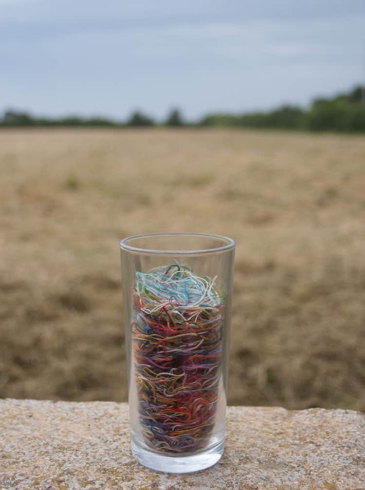 Cross-stitched Pokemon Leftover Colorful Yarns in a Glass