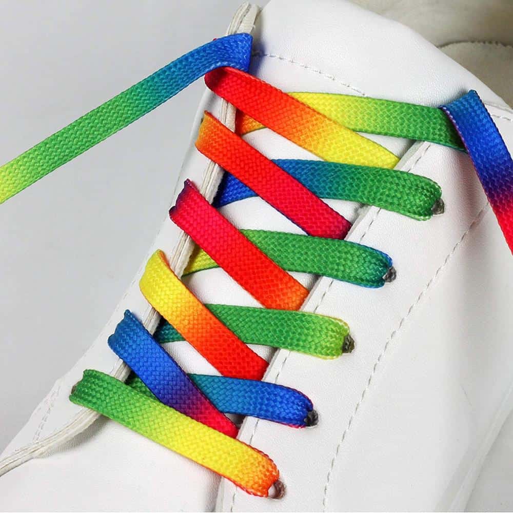 FLAT RAINBOW SHOE LACES LONG SHOELACES BOOTLACES 50 inches new 