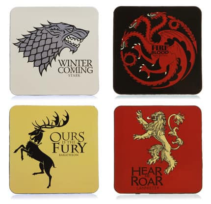 Game of Thrones House Sigil Coaster Set Fan Gift Idea from HBO