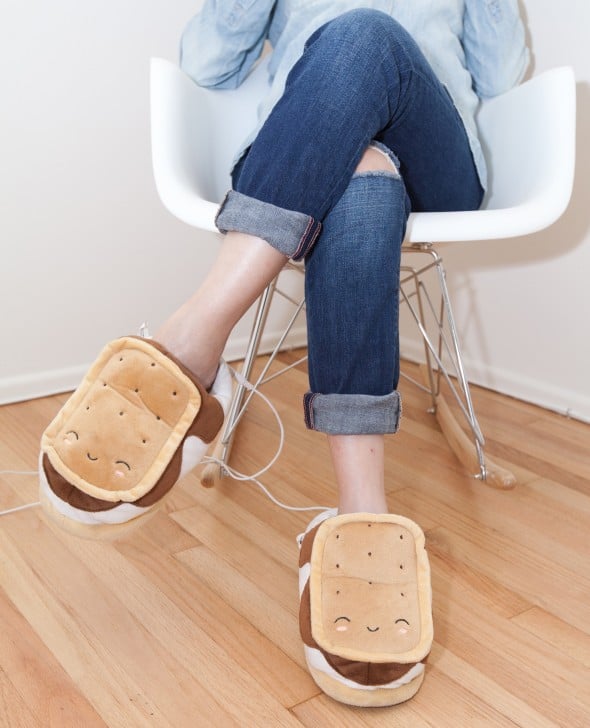 S’mores USB Heated Plush Slippers Cute Novelty Item Gift Idea S’mores USB Heated Plush Slippers Cute Novelty Item Gift Idea