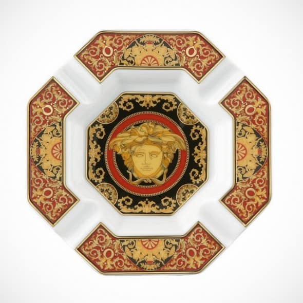 Versace by Rosenthal Medusa Ashtray Red Greek Symbols and Patterns Versace by Rosenthal Medusa Ashtray Red Greek Symbols and Patterns