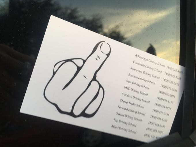 Bad Parking Card Dirty Finger