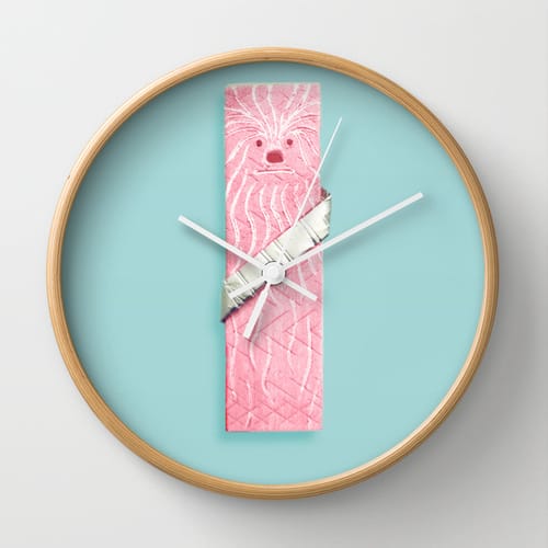 Chewy Wall Clock by Sarajea Natural Wood Frame Star Wars Bubble Gum Candy