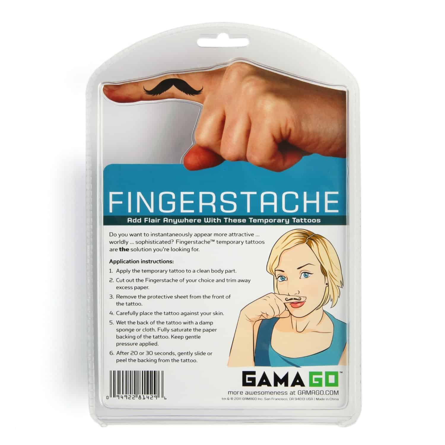 Gama-Go Fingerstache Temporary Tattoos Fun Cheap Stuff to Buy