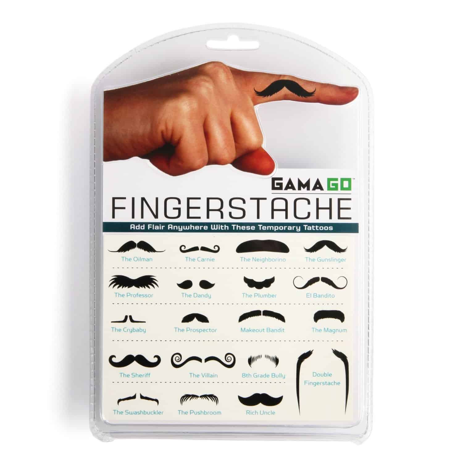 Gama-Go Fingerstache Temporary Tattoos Funny Stocking Stuffer