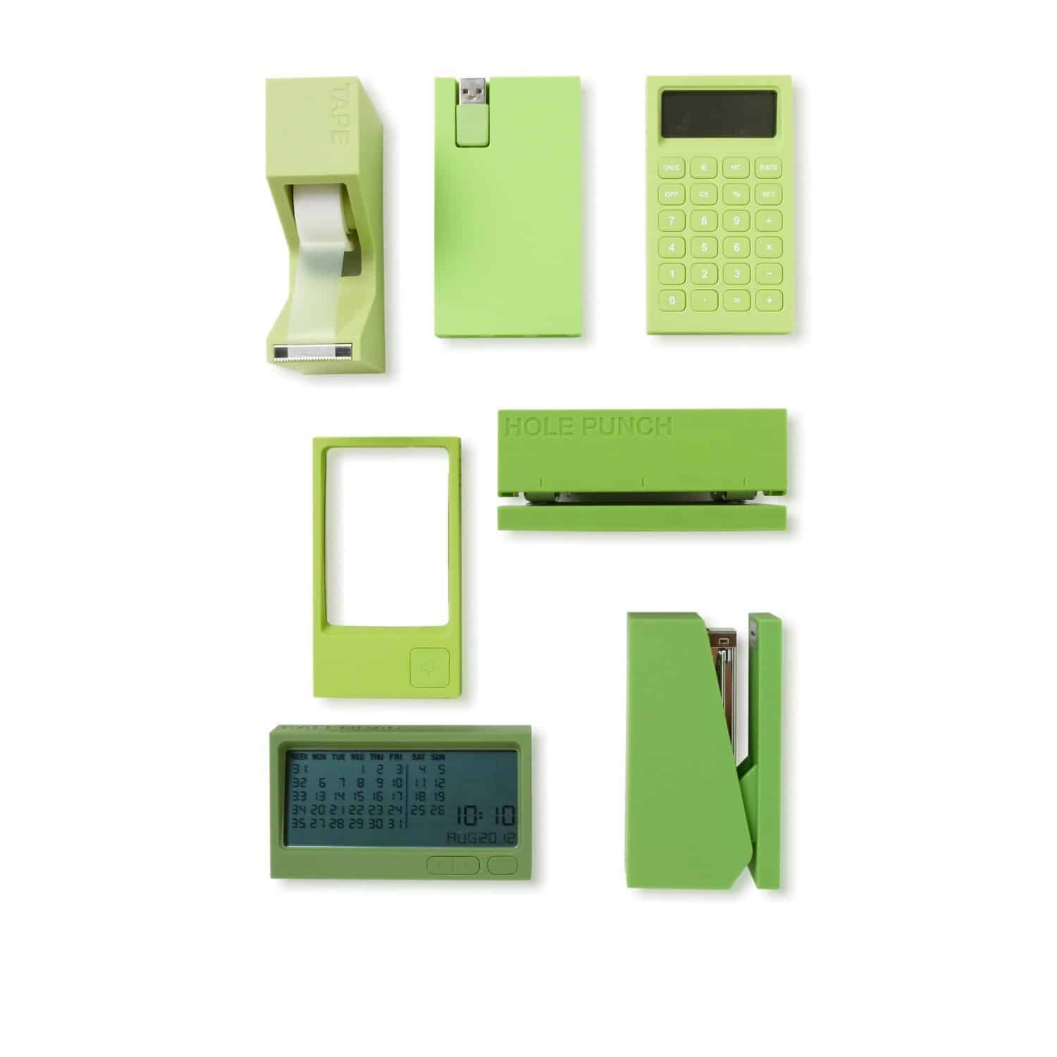 Lexon Buro Desk Accessories Set Green Red Dot Award Design Winner