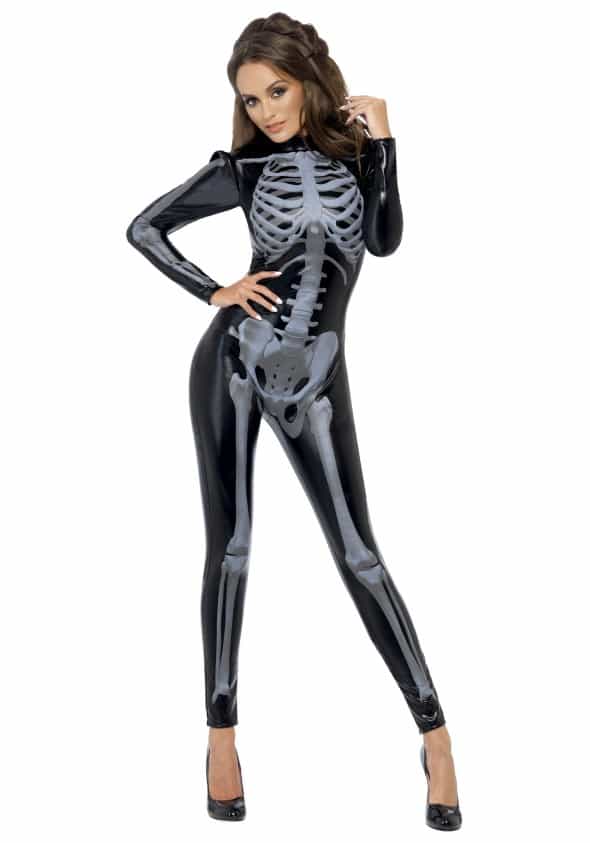 Fever Womens Skeleton Costume Catsuit with Cap Sleeves Sexy Cosplay Fever Womens Skeleton Costume Catsuit with Cap Sleeves Sexy Cosplay