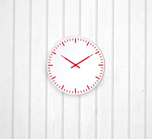 Kikkerland Swiss Station Ultra Flat Wall Clock White Minimalist Design