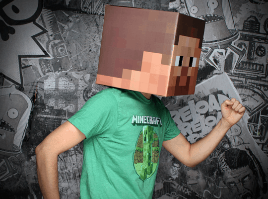 Minecraft Steve & Creeper Head Costume Made of Box