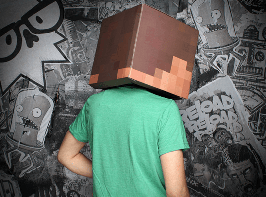 Minecraft Steve & Creeper Head Costume Pixel Art
