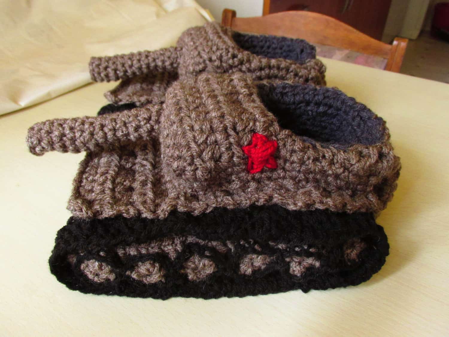 Panzer Tank Crochet Slippers Cool Gift for Dad