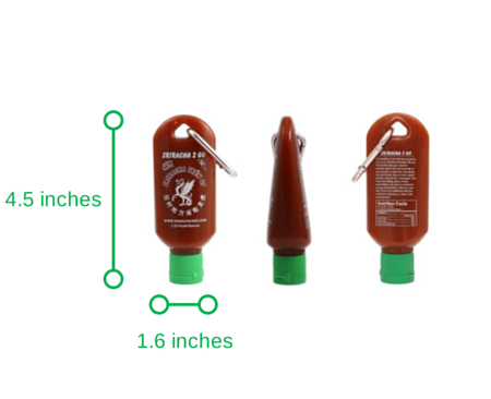 Sriracha2Go Miniature Refillable Bottle Keychain Mobile Hot Sauce