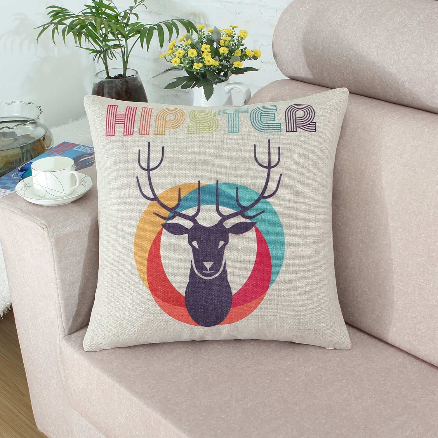Euphoria Hipster Retro Style Deer Head Pillow Covers Cool Stuff to Buy