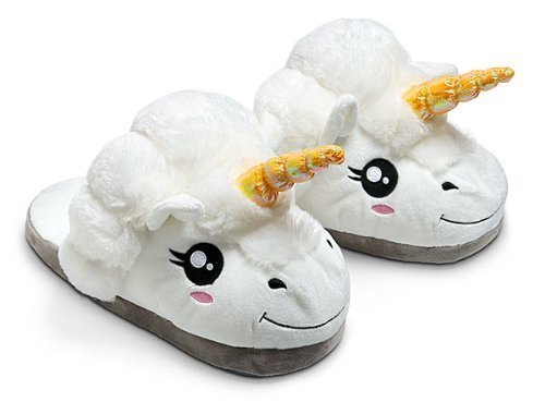 Thinkgeek Plush Unicorn Slippers for Grown Ups Cute Novelty Item