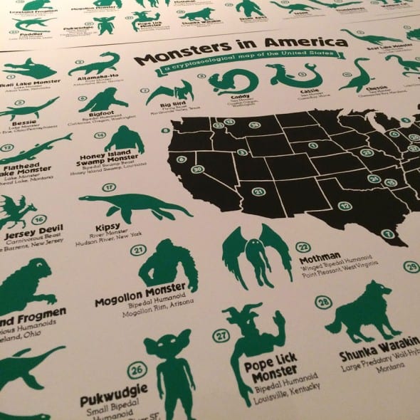 Hog Island Press Monsters in America Cryptozoological Map Cool Stuff To Buy Hog Island Press Monsters in America Cryptozoological Map Cool Stuff To Buy