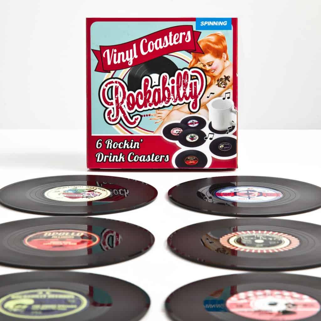 Spinning Hat Rockabilly Vinyl Coasters Cool Gift Idea for Her