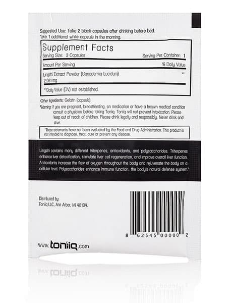 Toniiq Premium Hangover Prevention Detox Kit Supplement Facts