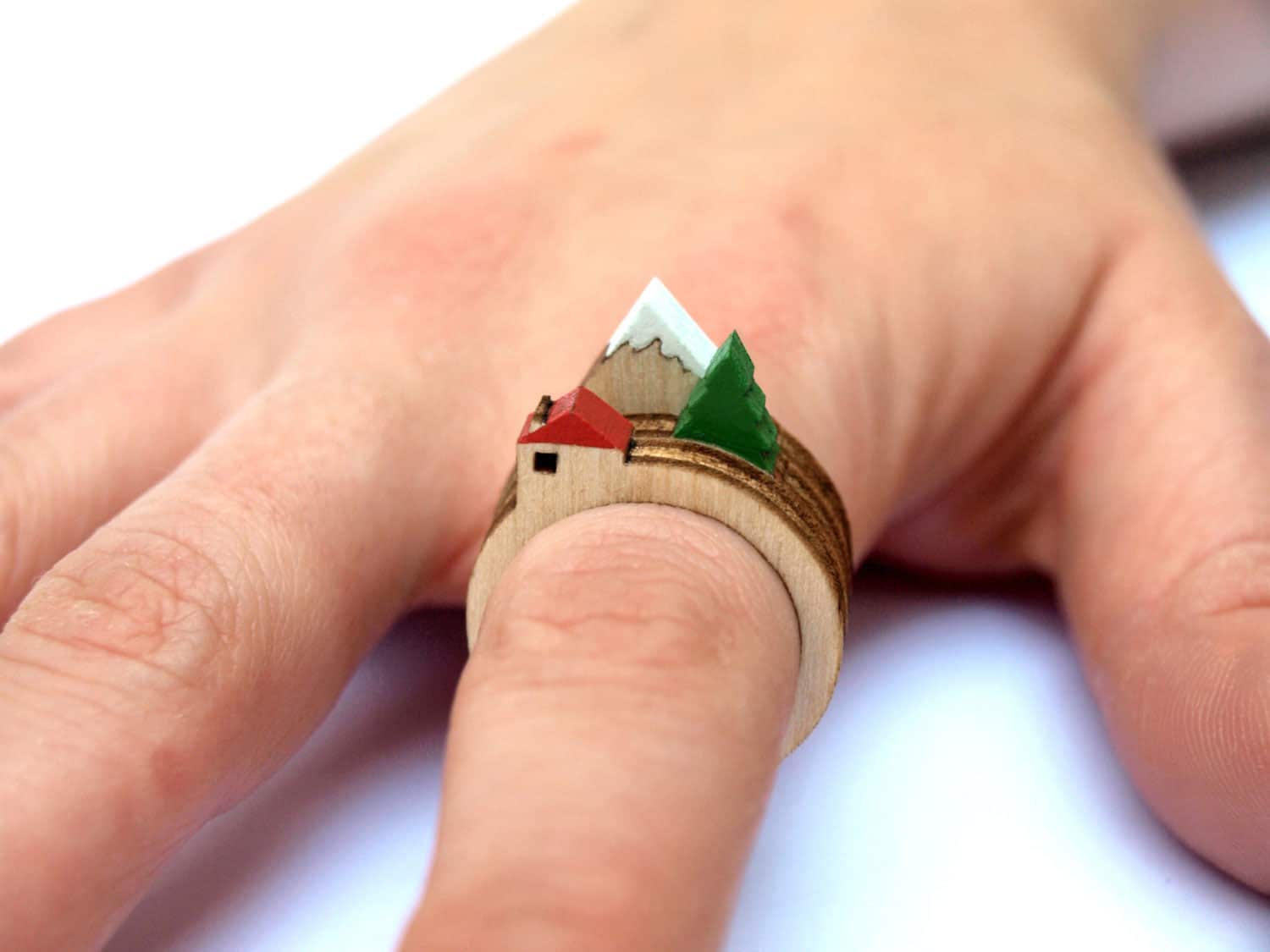 House, Tree and Mountain Ring by Clive Roddy Cool Fashion Accessory to Buy