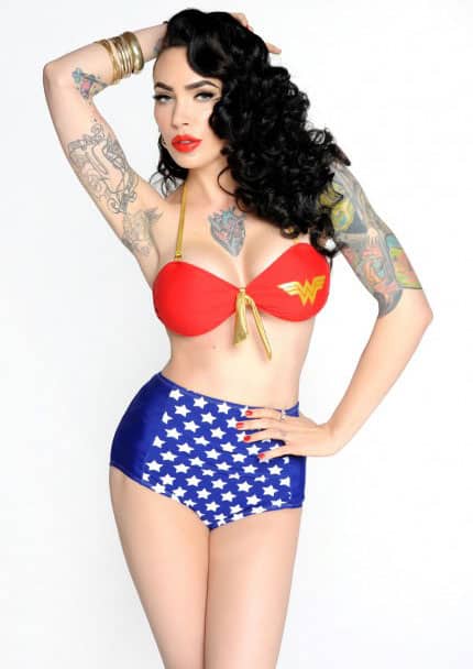 Pinup Girl Clothing Wonder Woman Two Piece Bikini Set Cool Swimwear