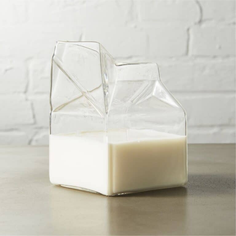 Half Pint Glass Milk Carton Filled Up