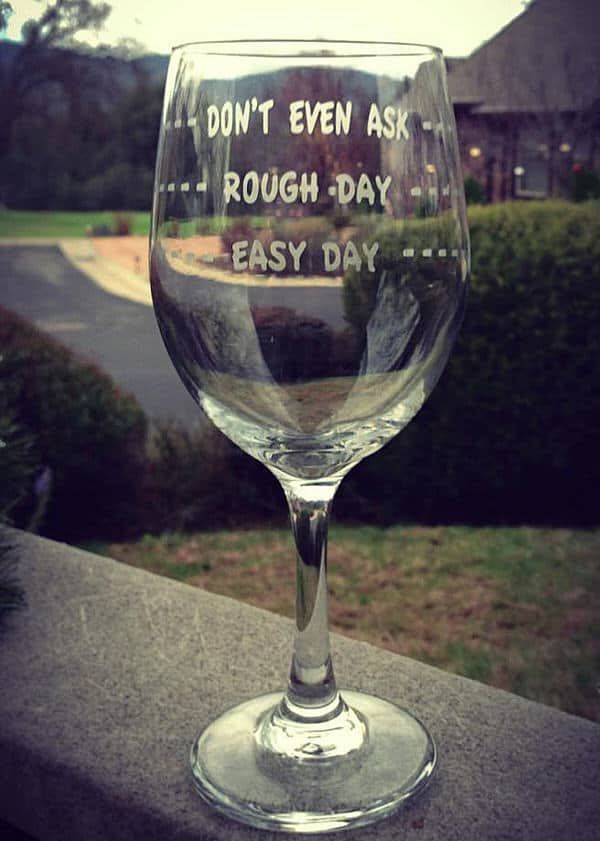 Etched Expressions 2 Rough Day Wine Glasses Funny Gift Idea
