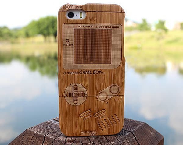 Game boy Bamboo Wood Case Cover for iPhone Retro Accessory