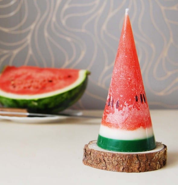 Less Candles Hand Painted Watermelon Candle Cone Cute Less Candles Hand Painted Watermelon Candle Cone Cute