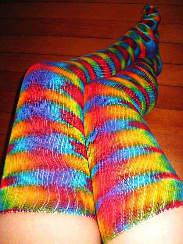 Wild Flower Dyes Tie Dye Psychedelic Thigh High Dance Socks 70s Theme