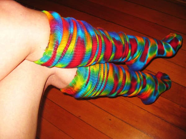 Wild Flower Dyes Tie Dye Psychedelic Thigh High Dance Socks Retro and Colorful