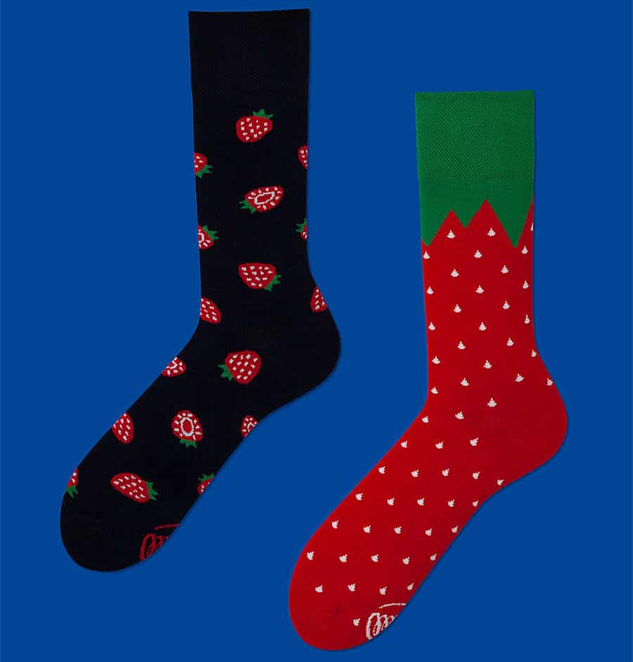 Many Mornings Mismatched Strawberry Socks Gift for Geeky Girlfriend