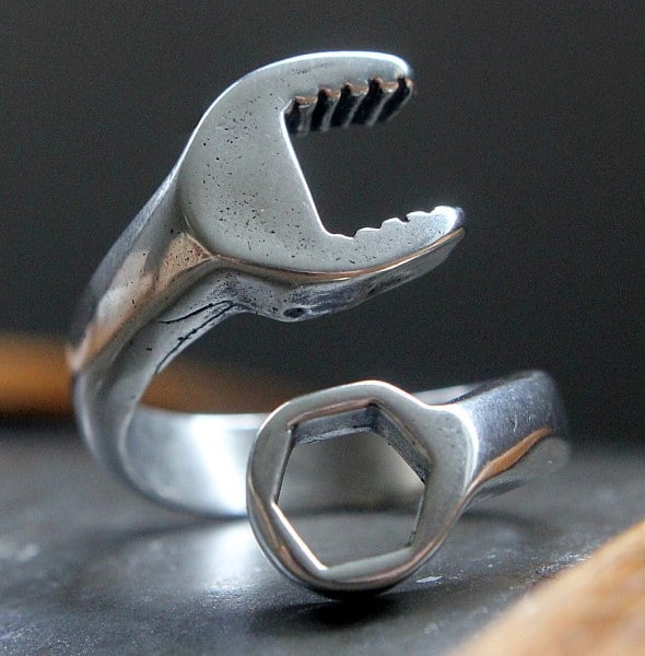 Moon Raven Designs Silver Spanner Wrench Ring Manly Gift to Buy Moon Raven Designs Silver Spanner Wrench Ring Manly Gift to Buy